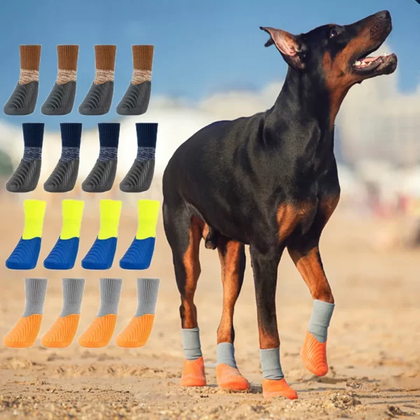 4PCS/Set Waterproof Dog Paw Protector Socks
