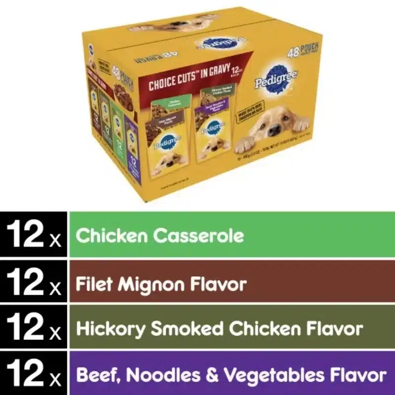 PEDIGREE CHOICE CUTS in Gravy Adult Soft Wet Dog Food, 48 Pouch Variety Pack, 3.5 oz. Pouches - Image 4